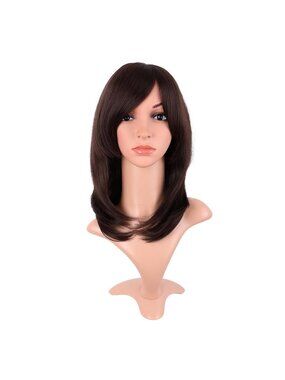 16 Inch Women's Dark Brown Fashion Bob Wig 40 cm Synthetic fiber Hair Side Bangs